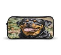 AQRJLPM Astuccio portamatite con testa di lingua di Rottweiler, grande capacità, semplice astuccio portatile estetico con cerniera