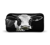 AQRJLPM Astuccio portamatite con testa di mucca divertente animale grande capacità semplice pennarello astuccio estetico portatile con cerniera