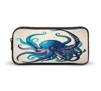 AQRJLPM Blu E Viola Octopus Pencil Pouch Grande Capacità Semplice Marker Pouch Portatile Estetica Cerniera Astuccio