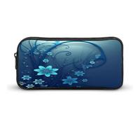 AQRJLPM Blu Mini Fiore Swirl Pencil Pouch Grande Capacità Semplice Marker Pouch Portatile Estetica Cerniera Astuccio