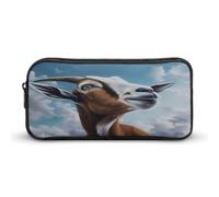 AQRJLPM Blue Goat Print Pencil Pouch Grande Capacità Semplice Marker Pouch Portatile Estetica Cerniera Astuccio