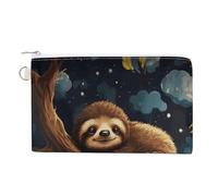 AQRJLPM Carino bradipo portafoglio in tela sottile leggero portafogli durevole con cerniera porta carte per uomini donne