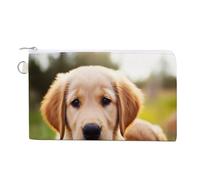 AQRJLPM Carino Golden Retriever Puppy Wallet Canvas Slim Leggero Portafogli Durevole Cerniera Porta Carte per Uomo Donna
