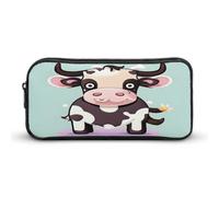 AQRJLPM Carino Nero Mucca Matita Pouch Grande Capacità Semplice Marcatore Sacchetto Portatile Estetica Cerniera Astuccio