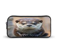 AQRJLPM Carino Otter Pencil Pouch Grande Capacità Semplice Marker Pouch Portatile Estetica Cerniera Astuccio