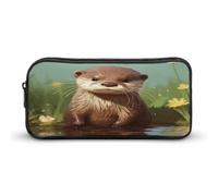 AQRJLPM Carino Otter Pencil Pouch Grande Capacità Semplice Marker Pouch Portatile Estetica Cerniera Astuccio