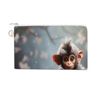 AQRJLPM Carino scimmia portafoglio tela sottile leggero portafogli durevole cerniera porta carte per uomini donne