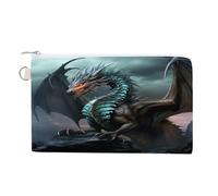 AQRJLPM Cool Dragon Portafoglio in tela sottile leggero portafogli durevole con cerniera porta carte per uomini donne