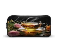 AQRJLPM Cup Of Tea - Astuccio per matite e matite, grande capacità, semplice, portatile, estetico, con cerniera