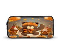 AQRJLPM Dancing Thanksgiving Bear Pencil Pouch Grande Capacità Semplice Marker Pouch Portatile Estetica Cerniera Astuccio