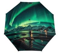 AQRJLPM Dark Northern Lights Ombrello antivento con protezione UV Ombrello aperto automatico con telaio resistente leggero e durevole Ombrelli da viaggio pieghevoli di alta qualità per uomini e donne