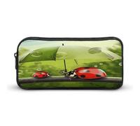 AQRJLPM Divertente coccinella che tiene ombrelli matita sacchetto grande capacità semplice pennarello sacchetto estetico portatile con cerniera astuccio