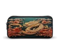 AQRJLPM Drago Sfondo Cinese Matita Pouch Grande Capacità Semplice Marcatore Sacchetto Portatile Estetica Cerniera Astuccio