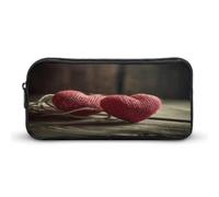 AQRJLPM Due cuori all'uncinetto astuccio grande capacità semplice pennarello astuccio portatile estetico con cerniera