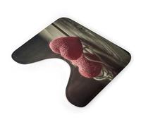 AQRJLPM Due cuori all'uncinetto tappeti da bagno a forma di U contorno antiscivolo ad asciugatura rapida super assorbenti tappetini da bagno piccoli morbidi tappeti da bagno per vasca da bagno e