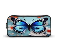 AQRJLPM Farfalla E Fiori Matita Pouch Grande Capacità Semplice Marcatore Sacchetto Portatile Estetica Cerniera Astuccio