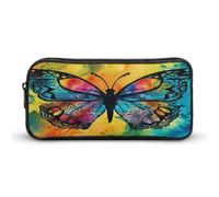 AQRJLPM Farfalla Tie Dye Pencil Pouch Grande Capacità Semplice Marker Pouch Portatile Estetica Cerniera Astuccio