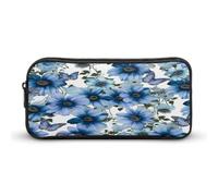 AQRJLPM Fioritura Blu Daisy Pencil Pouch Grande Capacità Semplice Marcatore Sacchetto Portatile Estetica Cerniera Astuccio