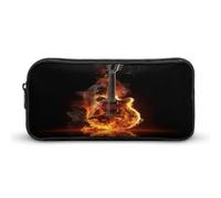 AQRJLPM Fire Guitar Pencil Pouch Grande Capacità Semplice Marker Pouch Portatile Estetica Cerniera Astuccio