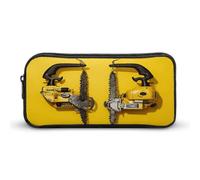 AQRJLPM Giallo Due Motoseghe Matita Pouch Grande Capacità Semplice Marcatore Sacchetto Portatile Estetica Cerniera Astuccio