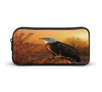 AQRJLPM Golden Sunset Bald Eagle Pencil Pouch Grande Capacità Semplice Marcatore Sacchetto Portatile Estetica Cerniera Astuccio