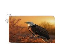AQRJLPM Golden Sunset Bald Eagle Portafoglio in tela sottile leggero portafogli durevole con cerniera porta carte per uomini donne