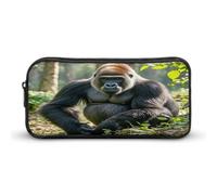 AQRJLPM Gorilla on The Ground - Astuccio portamatite grande capacità, semplice astuccio portatile estetico con cerniera