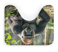 AQRJLPM Gorilla on the Ground - Tappeto da bagno a forma di U, antiscivolo, ad asciugatura rapida, super assorbente, piccolo, morbido, per vasca da bagno e pavimento doccia