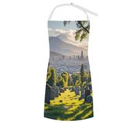 AQRJLPM Grembiule da cucina regolabile con tasca per cimitero al di fuori della città, grembiule da cucina impermeabile con tasca, unisex, grembiule da chef personalizzato per cucinare ceramiche