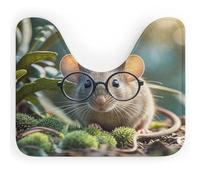 AQRJLPM Guinea Mouse con occhiali tappeti da bagno a forma di U antiscivolo ad asciugatura rapida super assorbenti tappetini da bagno piccoli e morbidi tappeti da bagno per vasca da bagno e pavimento