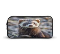 AQRJLPM Hairy Ferret Pencil Pouch Grande Capacità Semplice Marker Pouch Portatile Estetica Cerniera Astuccio