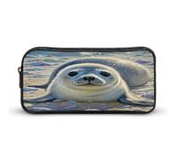 AQRJLPM Harp Seal Pittura Matita Pouch Grande Capacità Semplice Marcatore Sacchetto Portatile Estetica Cerniera Astuccio