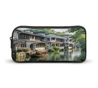 AQRJLPM Jiangnan Water Towns, astuccio per matite con grande capacità, semplice astuccio portatile estetico con cerniera