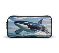 AQRJLPM Killer Whale Pencil Pouch Grande Capacità Semplice Marker Pouch Portatile Estetica Cerniera Astuccio