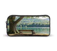 AQRJLPM Lake Bench - Astuccio per matite con cerniera estetica, grande capacità, semplice e portatile, con cerniera