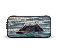 AQRJLPM Marina Otter Pencil Pouch Grande Capacità Semplice Marker Pouch Portatile Estetica Cerniera Astuccio