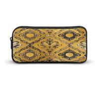 AQRJLPM Modello broccato in giallo e grigio astuccio matita grande capacità semplice pennarello astuccio estetico portatile con cerniera