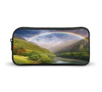 AQRJLPM Mountain Valley con arcobaleno matita astuccio grande capacità semplice pennarello astuccio estetico portatile con cerniera