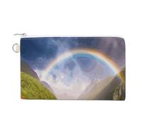 AQRJLPM Mountain Valley - Portafoglio in tela con arcobaleno, sottile, leggero, resistente, con cerniera, per uomini e donne