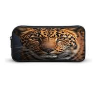 AQRJLPM Nero & Marrone Leopard Pencil Pouch Grande Capacità Semplice Marker Pouch Portatile Estetica Cerniera Astuccio