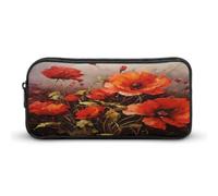 AQRJLPM Pittura a olio Fiore Rosso Matita Pouch Grande Capacità Semplice Marker Pouch Portatile Estetica Cerniera Astuccio