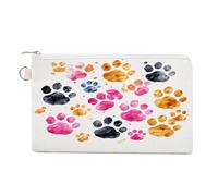 AQRJLPM Portafogli colorati con zampe di cane, in tela, sottile, leggero, resistente, con cerniera, per uomini e donne