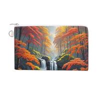 AQRJLPM Portafogli in tela con alberi tropicali rossi, sottili, leggeri, resistenti, con cerniera, per uomini e donne