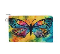 AQRJLPM Portafogli in tela con farfalla tie dye, sottile, leggero, resistente, con cerniera, per uomini e donne