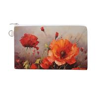 AQRJLPM Portafogli in tela con fiore rosso dipinto a olio sottile e leggero portafogli durevoli con cerniera porta carte per uomini donne