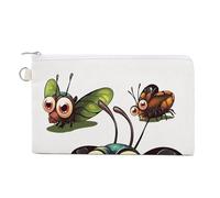 AQRJLPM Portafogli in tela con insetti in stile cartone animato, sottile, leggero, resistente, con cerniera, per uomini e donne