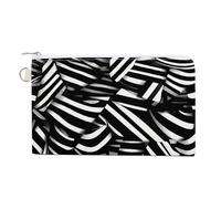 AQRJLPM Portafogli in tela con linee bianche e nere sottili e leggeri, con cerniera, per uomini e donne