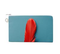 AQRJLPM Portafogli in tela con piume rosse, sottili, leggeri, resistenti, con cerniera, per uomini e donne