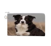 AQRJLPM Portafoglio Border Collie in tela sottile e leggero, resistente con cerniera, porta carte per uomini e donne
