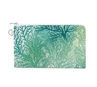 AQRJLPM Portafoglio in tela con alghe marine verdi e blu marina, sottile, leggero, resistente, con cerniera, per uomini e donne